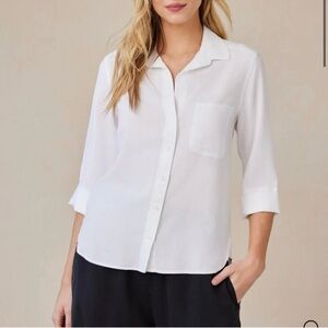 Bella Dahl | White Shirt Tail Button Down Top Tencel Blouse Sz M